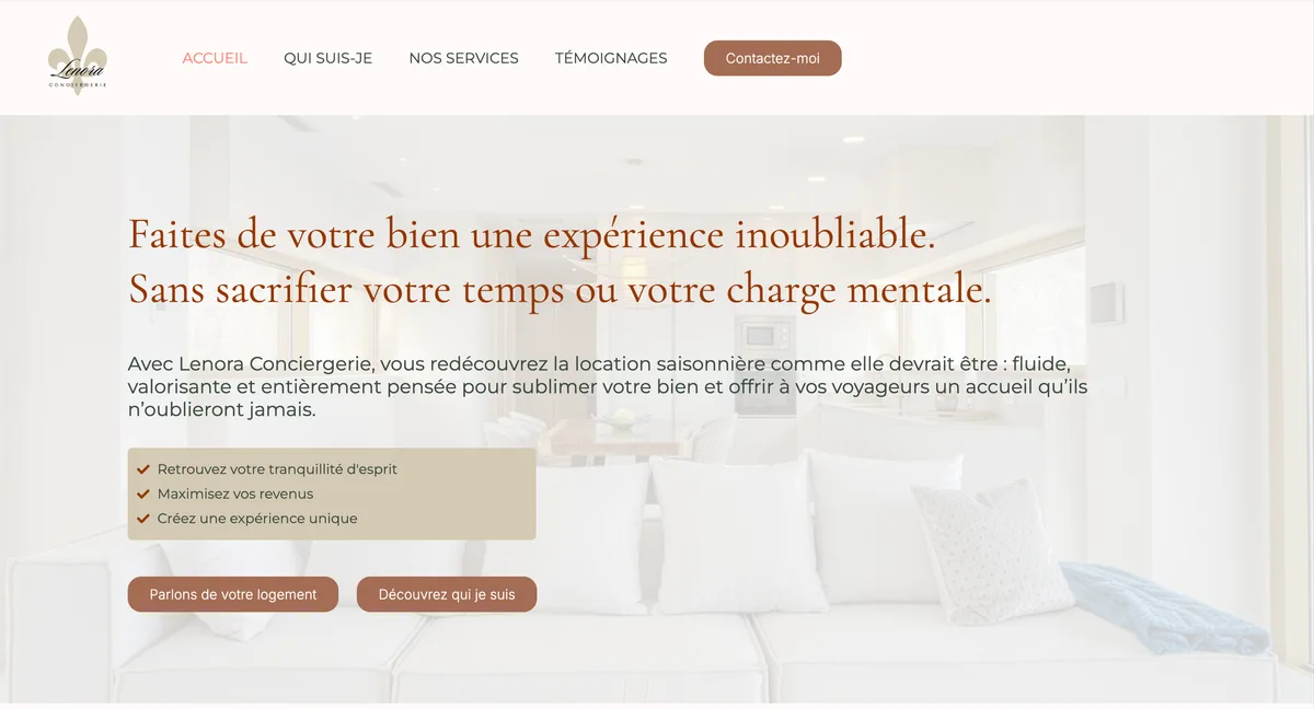 Site avant refonte — Lenora Conciergerie